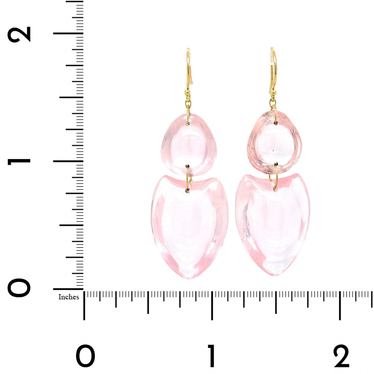 18K Yellow Gold Rose Quartz Drop Earrings