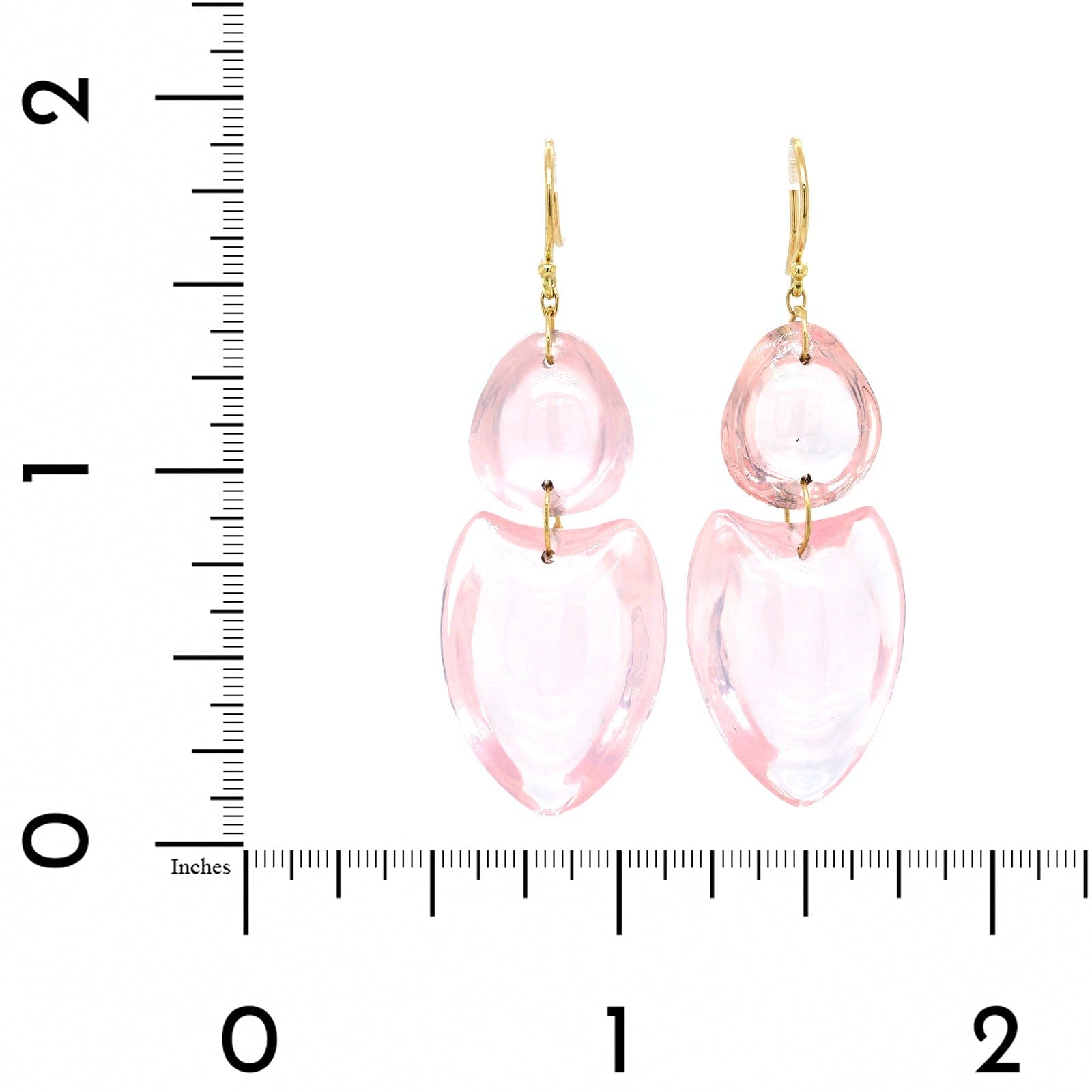 18K Yellow Gold Rose Quartz Drop Earrings