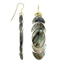 18K Yellow Gold Labradorite Drop Earrings