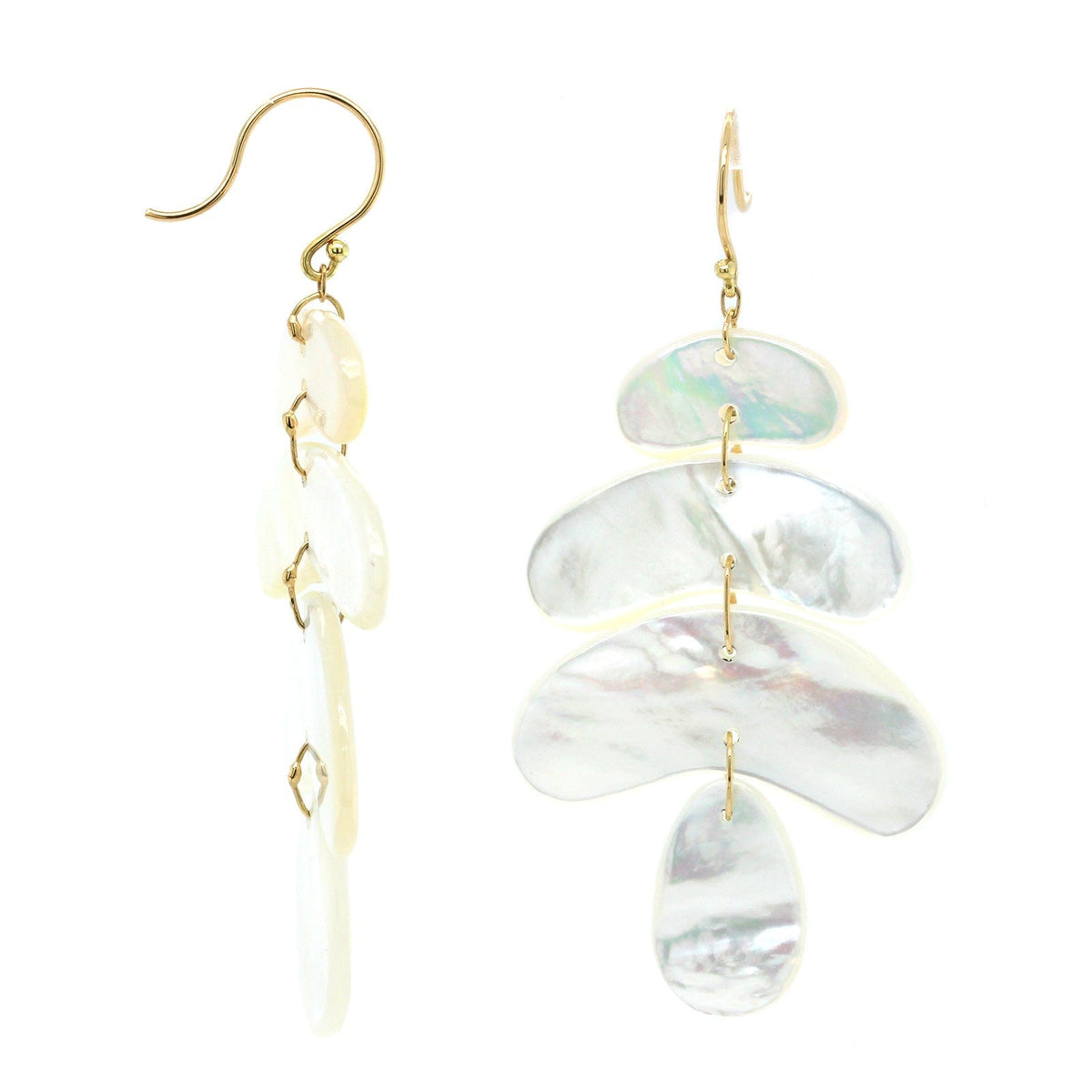 18K Yellow Gold Mother of Pearl Small Totem Earrings