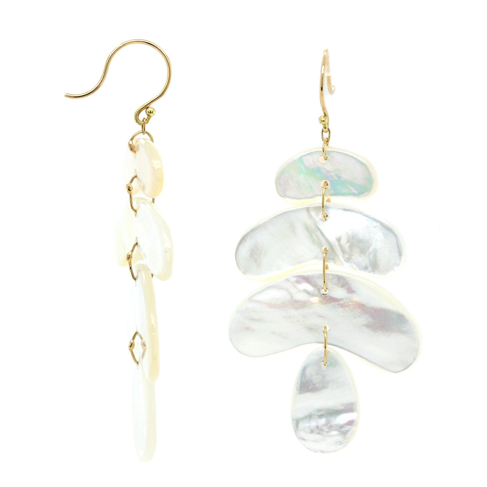 18K Yellow Gold Mother of Pearl Small Totem Earrings
