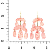 18K Yellow Gold Mini Rhodochrosite Chandelier Earrings