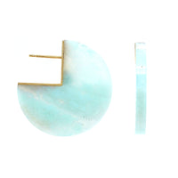 18K Yellow Gold Aquaprase Shell Sliced Earrings