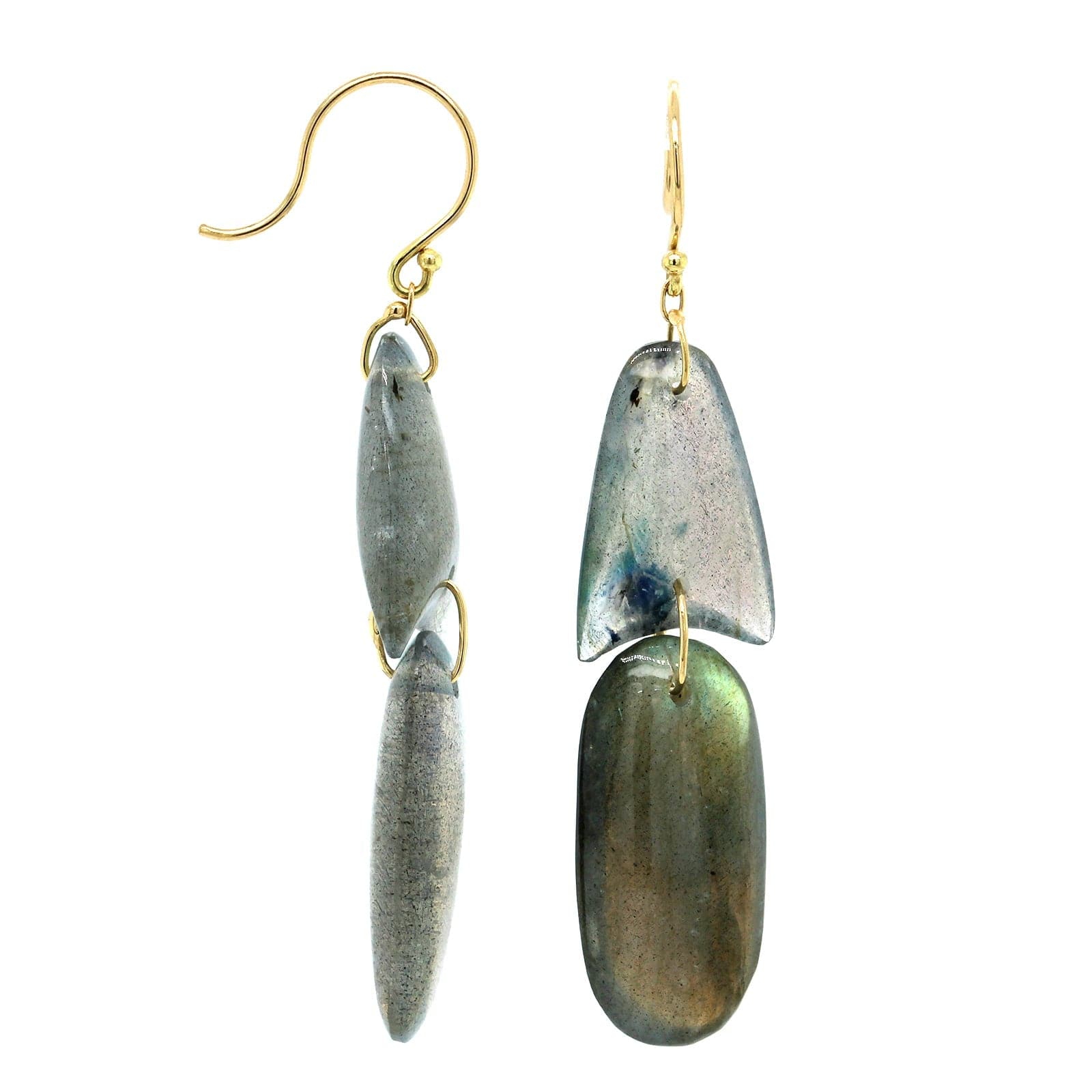 18K Yellow Gold Labradorite Drop Earrings