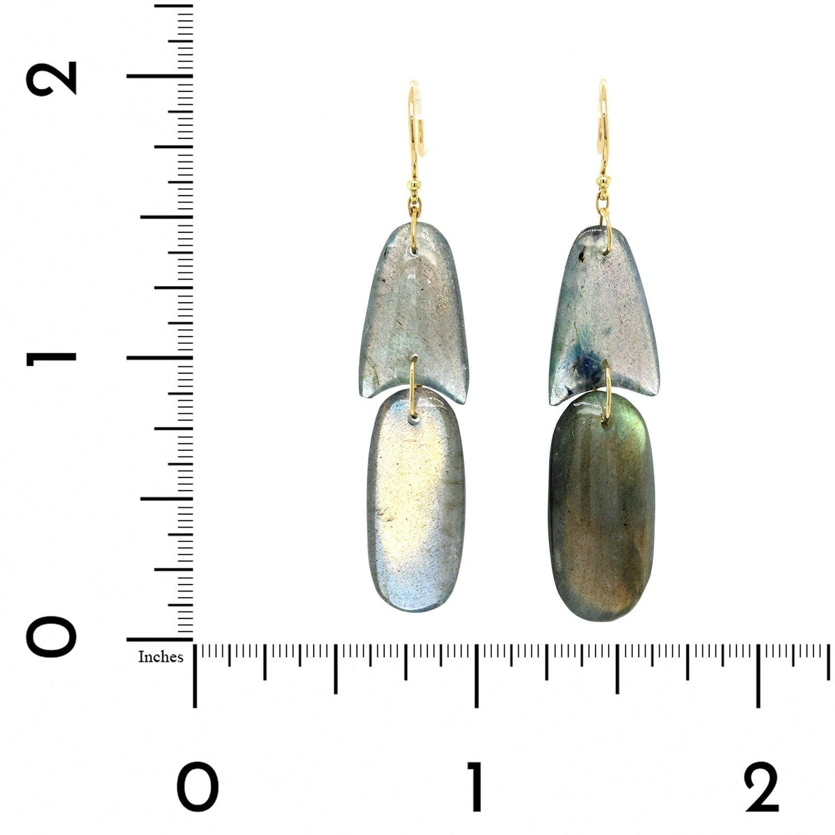 18K Yellow Gold Labradorite Drop Earrings