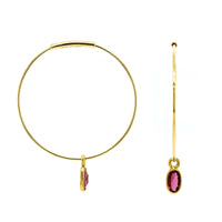 14K Yellow Gold Tourmaline Hoop Earrings
