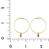 14K Yellow Gold Tourmaline Hoop Earrings