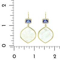 18K Yellow Gold Tanzanite and Moonstone Diamond Drop Earrings