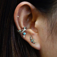 14K Yellow Gold Turquoise Climber Earrings