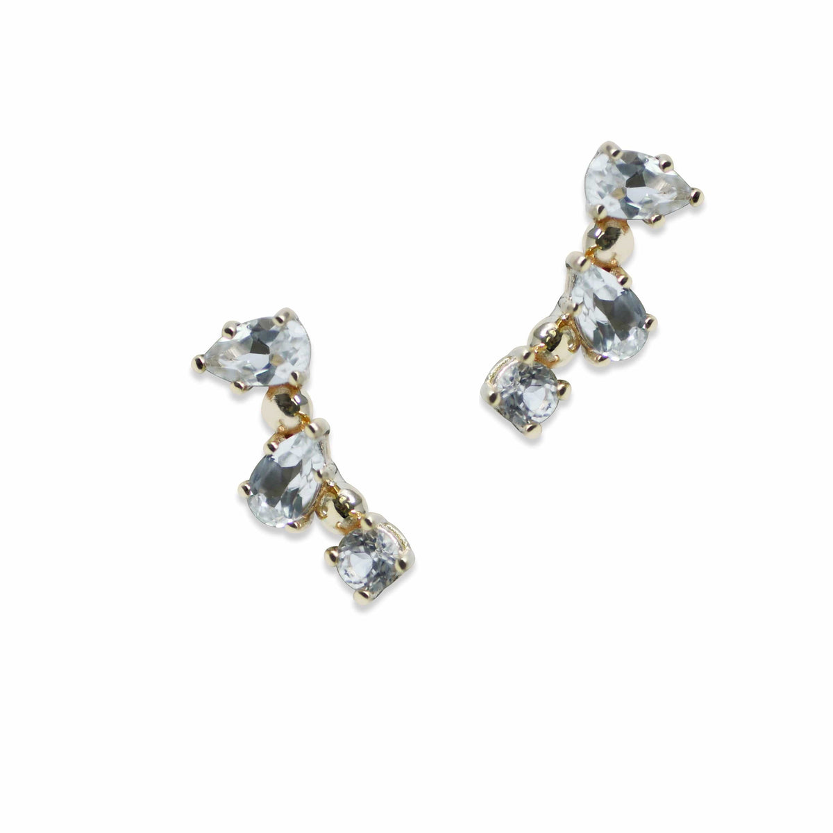 14K Yellow Gold Topaz Climber Earrings