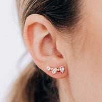 14K Yellow Gold Topaz Climber Earrings