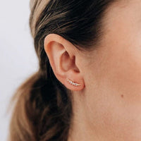14K Yellow Gold Topaz Climber Earrings