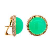 Eclat Jewels 18K Rose Gold Chrysoprase & Diamond Stud Earrings