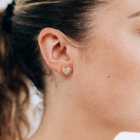 Anzie 14K Yellow Gold Turquoise Heart Stud Earrings