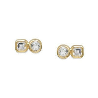 Anzie 14K Yellow Gold Cleo Jaeda Double Clear Topaz Studs with Fringe Backs