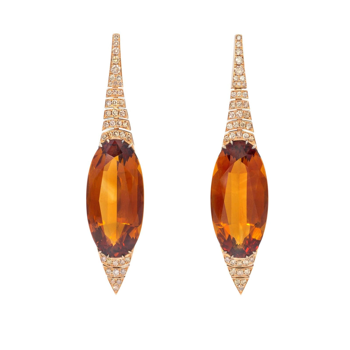 Eclat Jewels 18K Rose Gold Brown Diamond Drop Earrings