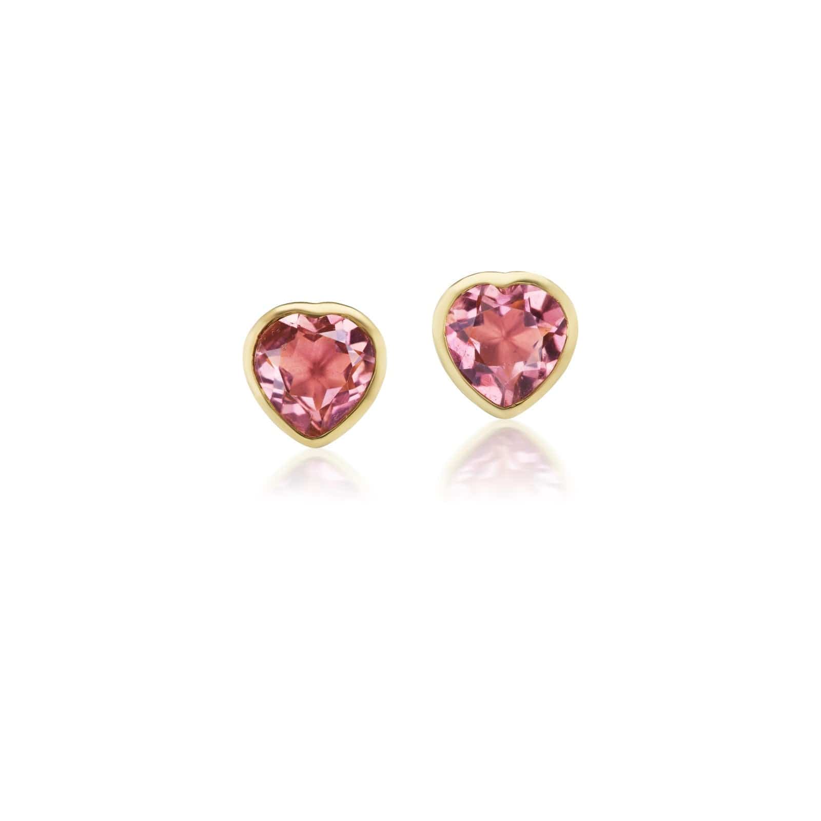 Christina Alexiou 18K Yellow Gold Pink Tourmaline Heart Studs