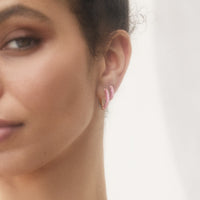 Emily P. Wheeler 18K Yellow Gold Pink Sapphire and Ruby Baby Duo Enameled Hoops
