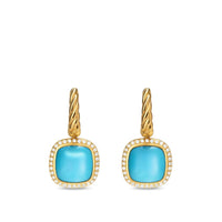 Albion® Drop Earrings 18K Yellow Gold with Turquoise and Diamonds, 10mm