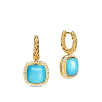 Albion® Drop Earrings 18K Yellow Gold with Turquoise and Diamonds, 10mm