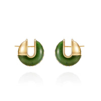 Fernando Jorge 18K Yellow Gold Diamond and Nephrite Jade Fluid Huggie Earrings