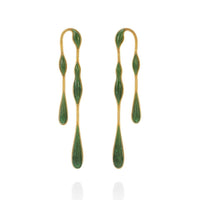 Fernando Jorge 18K Yellow Gold Nephrite Jade Double Drop Fluid Earrings