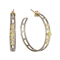 Armenta 18K Yellow Gold and Sterling Silver Opal and Spinel Hoop Earrings