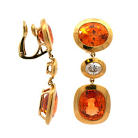 Eclat Jewels 22K Yellow Gold Mandarin Garnet and Diamond Drop Earrings
