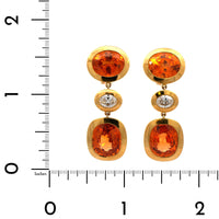 Eclat Jewels 22K Yellow Gold Mandarin Garnet and Diamond Drop Earrings