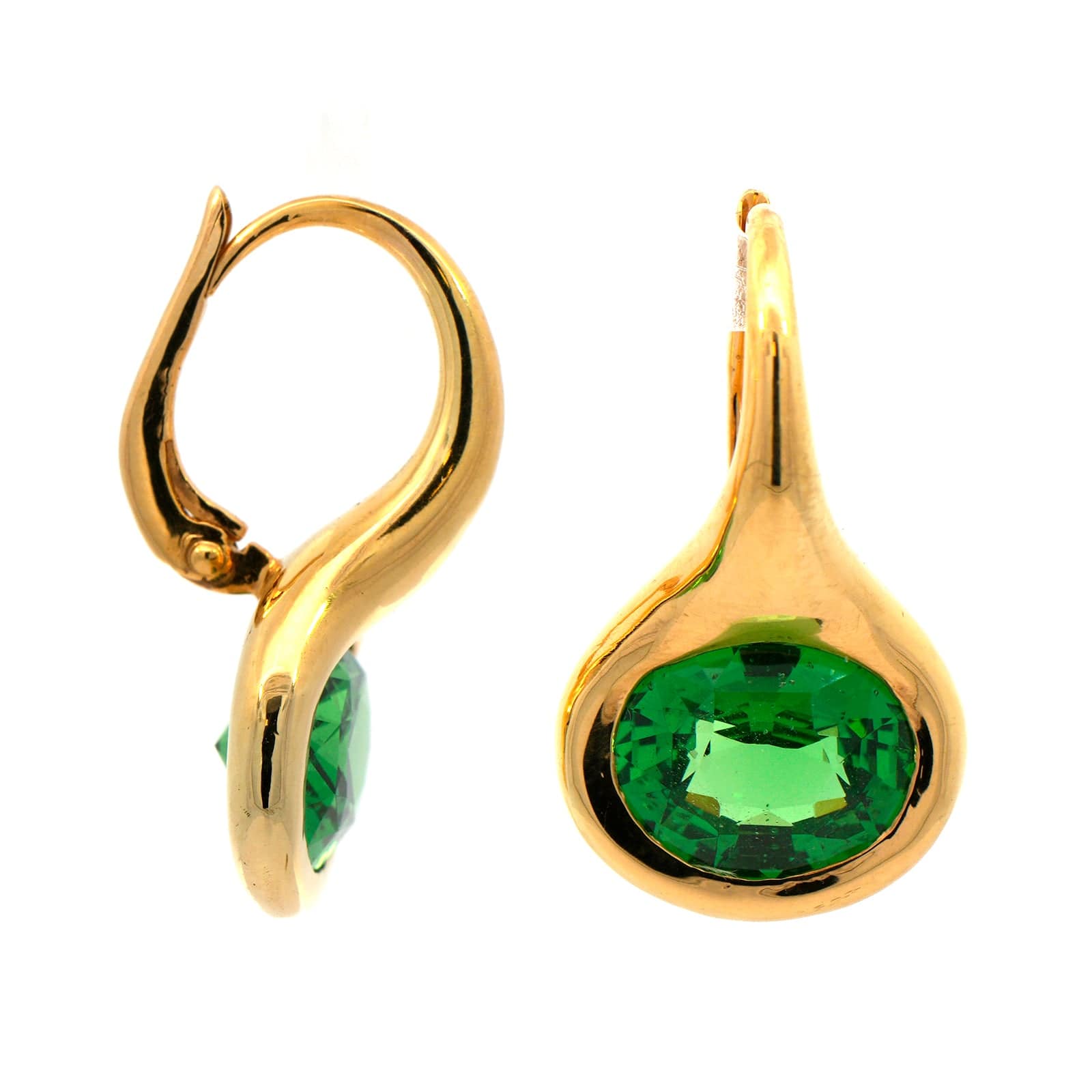 Eclat Jewels 18K Yellow Gold Green Tsavorite Garnet Earrings
