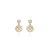 Fernando Jorge 18K Yellow Gold Diamond and Mother of Pearl Small Signal Drop Earrings