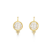 Temple St. Clair 18K Yellow Gold Moonstone and Diamond Face Earrings