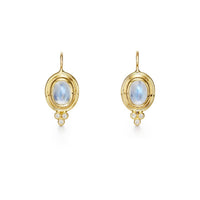 Temple St. Clair 18K Yellow Gold Diamond and Cabochon Moonstone Earrings