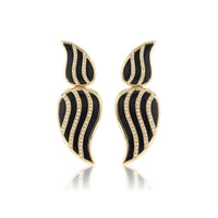 Sorellina 18K Yellow Gold Onyx and Diamond Stardust Statement Earrings