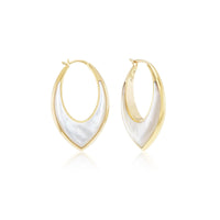 Sorellina 18K Yellow Gold Mother of Pearl Inlay Stardust Hoops