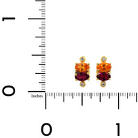 Suzy Landa 18K Yellow Gold Spessartite Garnet, Rubellite, and Diamond Stud Earrings