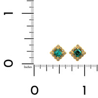 Suzy Landa 18K Yellow Gold Green Tourmaline and Diamond Stud Earrings
