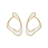 Fernando Jorge 18K Yellow Gold and White Mother of Pearl Stream Loop Earrings