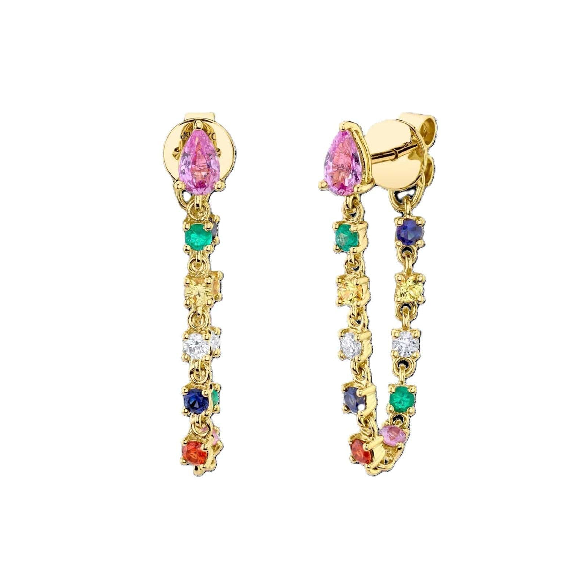 Anita Ko 18K Rose Gold Multi Colored Gemstone and Diamond Earrings