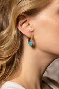 Emily P. Wheeler 18K Yellow Gold Ombre Pink Sapphire and Turquoise Huggie Earrings