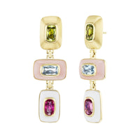 Emily P. Wheeler 18K Yellow Gold Multi Gemstone Patchwork Drop Earrings