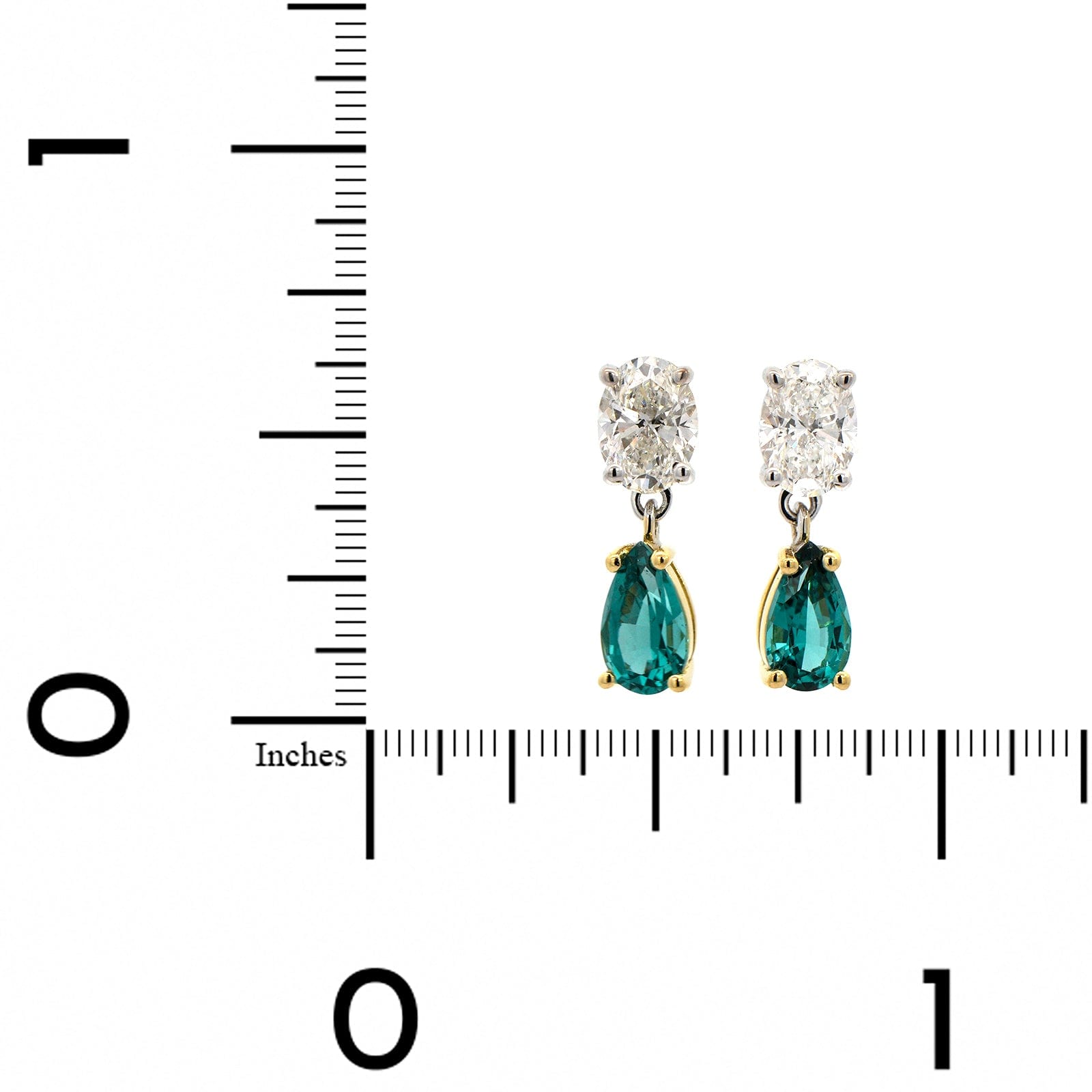 18K Yellow and White Gold 2 Stone Indicolite Diamond Earrings