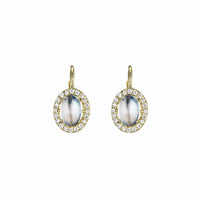Penny Preville 18K Yellow Gold Oval Moonstone and Diamond Drop Earrings