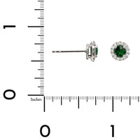 14K White Gold Round Tsavorite and Diamond Stud Earrings