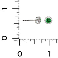 14K White Gold Round Tsavorite and Diamond Stud Earrings