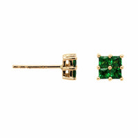 14K Yellow Gold Princess Cut Tsavorite Stud Earrings