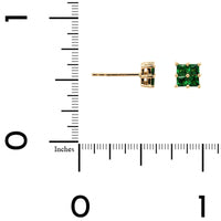 14K Yellow Gold Princess Cut Tsavorite Stud Earrings