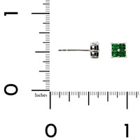 14K White Gold Princess Cut Tsavorite Stud Earrings