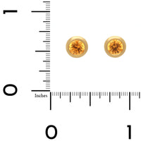 18K Yellow Gold Round Orange Garnet Stud Earrings