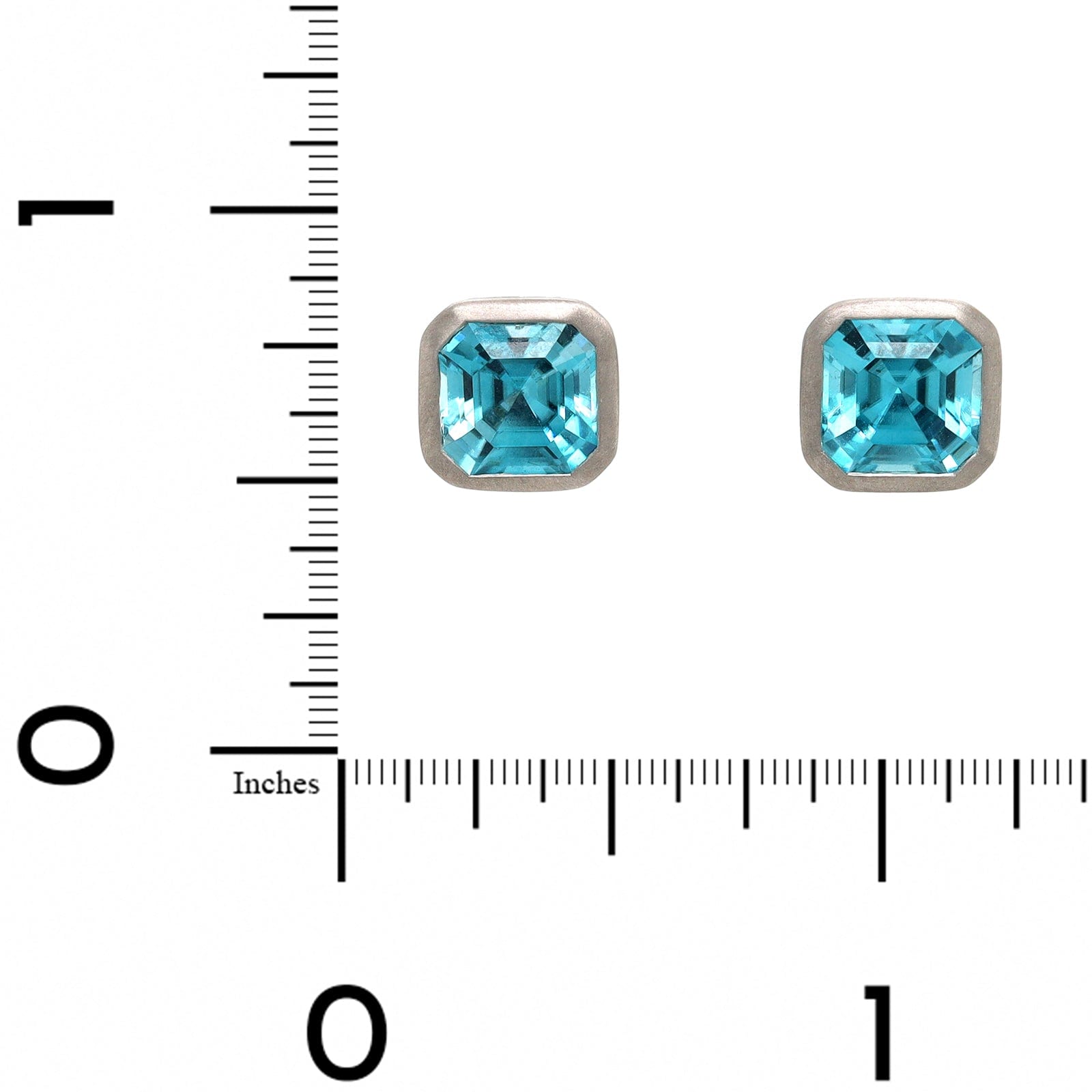 18K White Gold Blue Zircon Stud Earrings